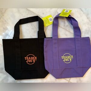 Trader Joe’s Mini Black and Purple Canvas Tote Bag Set